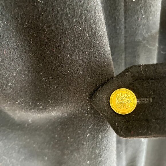 Aquascutum London Vintage Wool Cashmere Black Long Pea Coat size 6 - Picture 9 of 9